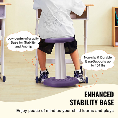 VEVOR Kids Wobble Chair Active Chair with Sponge Cushion για Ηλικίες 7-14 Μωβ