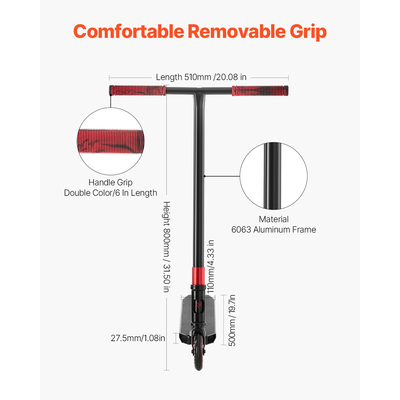 VEVOR Stunt Scooter Street Trick Scooters για Παιδιά Ενήλικες Κατάστρωμα διπλού στρώματος