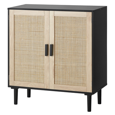Ντουλάπα VEVOR Rattan Storage με 2 μαγνητικές πόρτες και ρυθμιζόμενα ράφια μαύρο