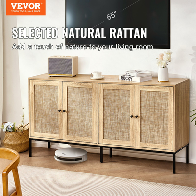 Ντουλάπα VEVOR Rattan με 4 μαγνητικές πόρτες & ρυθμιζόμενα ράφια Natural