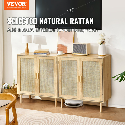 Ντουλάπι VEVOR Rattan με 4 μαγνητικές πόρτες & ρυθμιζόμενα ράφια Σετ 2 φυσικών