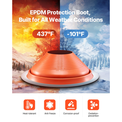 VEVOR Metal Roof Pipe Flashing Boot ταιριάζει 10" - 19" Pipe High Temp Red Silicone