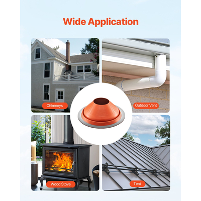 VEVOR Metal Roof Pipe Flashing Boot ταιριάζει 10" - 19" Pipe High Temp Red Silicone
