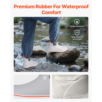 VEVOR Ανδρικές μπότες κατάστρωμα για τον αστράγαλο Αδιάβροχες αντιολισθητικές μπότες εργασίας για βροχή Μέγεθος 12 US