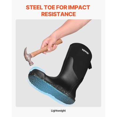 VEVOR Rubber Boots Ανδρικά Προστατευτικά Υποδήματα Steel Toe Work Μπότες βροχής Μέγεθος 12 US
