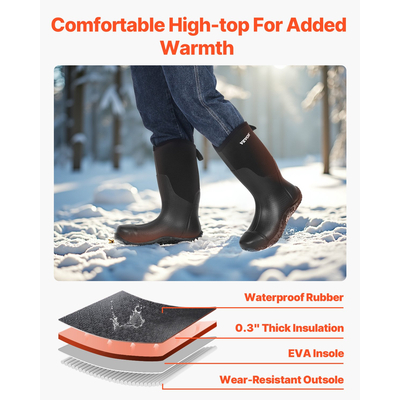 VEVOR Rubber Boots Ανδρικά Προστατευτικά Υποδήματα Steel Toe Work Μπότες βροχής Μέγεθος 12 US