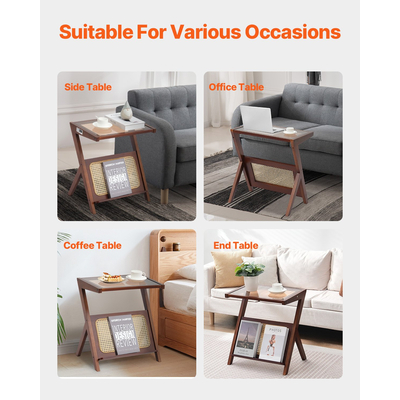 Τραπεζάκι σαλονιού VEVOR Rattan Τραπεζάκι σαλονιού Rattan σε σχήμα Z 1-επιπέδου για σαλόνι