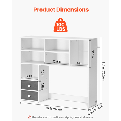 VEVOR Desktop Bookshelf White Desktop Storage Organizer 3 επιπέδων για γραφείο και σπίτι