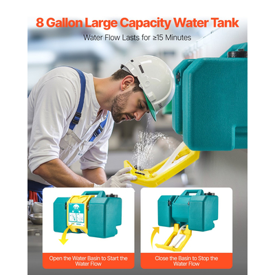 Φορητός σταθμός πλύσης ματιών VEVOR, σταθμός πλύσης ματιών έκτακτης ανάγκης 8 γαλονιών, εγκεκριμένος από την OSHA