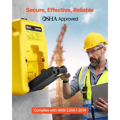 Φορητός σταθμός πλύσης ματιών VEVOR, σταθμός πλύσης ματιών έκτακτης ανάγκης 14 γαλονιών, εγκεκριμένος από την OSHA