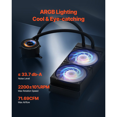 VEVOR CPU Liquid Cooler AIO CPU Water Cooler με φως ARGB & ανεμιστήρες PWN 120 mm