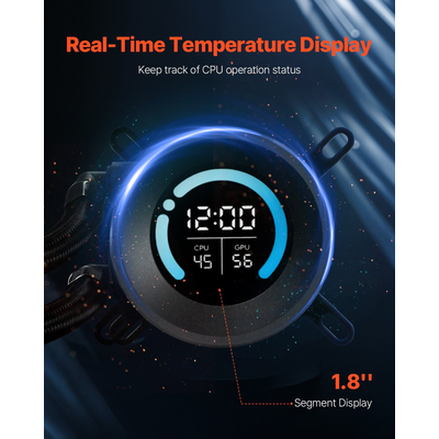 VEVOR CPU Liquid Cooler AIO CPU Water Cooler με ανεμιστήρες PWN 120 mm για Intel AMD