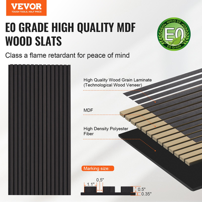 Ακουστικά πάνελ VEVOR Wood Slat 23,6 x 47,2 ιντσών για μοντέρνα διακόσμηση τοίχου από μαύρη δρυς