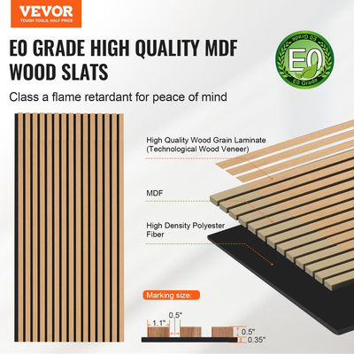 Ακουστικά πάνελ VEVOR Wood Slat 23,6 x 47,2 ιντσών για μοντέρνα διακόσμηση τοίχων ανοιχτό δρυ