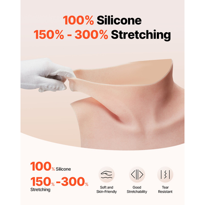 VEVOR Θώρακα σιλικόνης C-Cup Ψεύτικα στήθη με ψηλό λαιμό για Cosplay Drag Queen