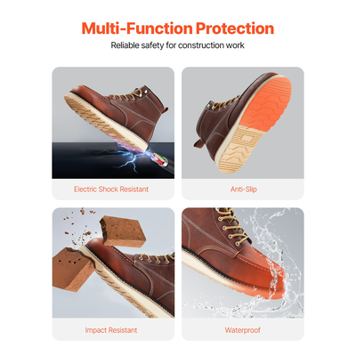 VEVOR Steel Toe Work Boots UK Size 10 Waterproof Moc Toe for Men Αντιολισθητικά