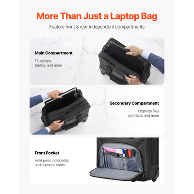 Τσάντα φορητού υπολογιστή VEVOR Rolling 15,6 ιντσών Τσάντα υπολογιστή για γυναίκες και άνδρες