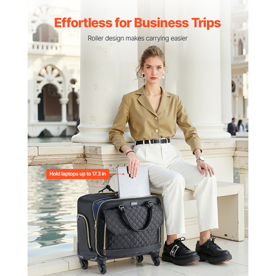 Τσάντα φορητού υπολογιστή VEVOR κυλιόμενη τσάντα υπολογιστή 17,3 ιντσών για άντρες μαύρο χρυσό