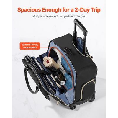 Τσάντα φορητού υπολογιστή VEVOR κυλιόμενη τσάντα υπολογιστή 17,3 ιντσών για άντρες μαύρο χρυσό