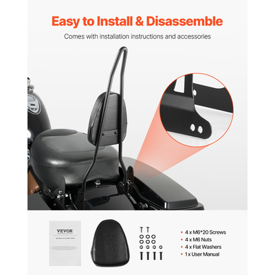 VEVOR Πλάτη Μοτοσικλέτας Sissy Bar για Harley-Davidson Dana