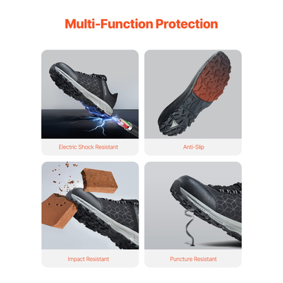 Ανδρικά παπούτσια VEVOR Steel Toe Παπούτσια US Size 8.5 Αθλητικά παπούτσια εργασίας Μαύρα