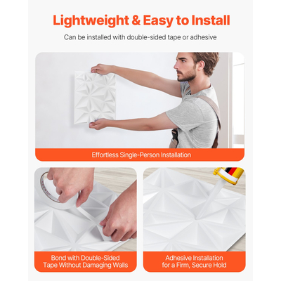 VEVOR 3D πάνελ τοίχου 33-συσκευασία 11,81x11,81&#039;&#039; PVC 32 τετραγωνικών μέτρων με κάλυψη Diamond White