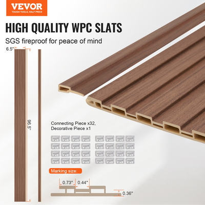 VEVOR Wood Slat Acoustic Panels 8 τμχ 96 x 6 ιντσών WPC για μοντέρνο τοίχο σε γκρι δρυς