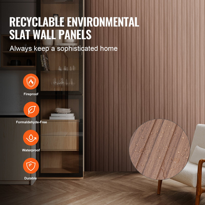 VEVOR Wood Slat Acoustic Panels 8 τμχ 96 x 6 ιντσών WPC για μοντέρνο τοίχο σε γκρι δρυς