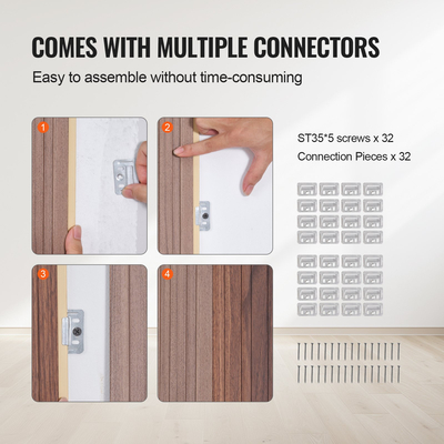 VEVOR Wood Slat Acoustic Panels 8 τμχ 96 x 6 ιντσών WPC για μοντέρνο τοίχο σε γκρι δρυς