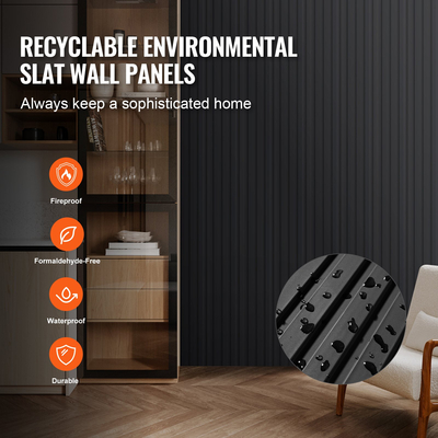 Ακουστικά πάνελ VEVOR Wood Slat 8 ΤΕΜ 96 x 6 ιντσών για μοντέρνο τοίχο μαύρο ματ