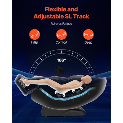 Πολυθρόνα μασάζ VEVOR Ολόσωμη 3D/4D ανακλινόμενη καρέκλα μασάζ με SL-Track και διατάσεις γιόγκα