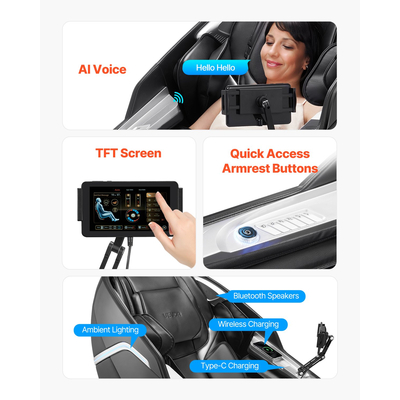 Πολυθρόνα μασάζ VEVOR Ολόσωμη 3D/4D ανακλινόμενη καρέκλα μασάζ με SL-Track και διατάσεις γιόγκα