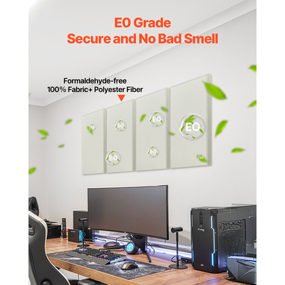 VEVOR 4 τεμάχια ακουστικά πάνελ τοίχου πάχους 2 ίντσας 23,6 x 11,8 ίντσες αυτοκόλλητα μπεζ