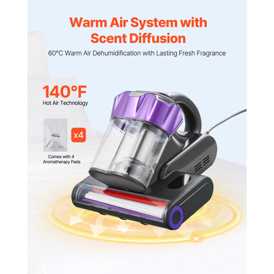 Ηλεκτρική σκούπα στρωμάτων VEVOR με ισχυρό φίλτρο HEPA αναρρόφησης 18Kpa 550W γκρι