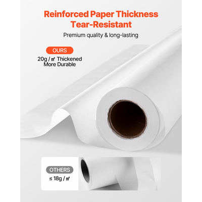 Χαρτί Ιατρικής Εξέτασης VEVOR 21" x 225ft, Ρολά Κάλυμμα Μίας Χρήσης με Λείο Φράγμα