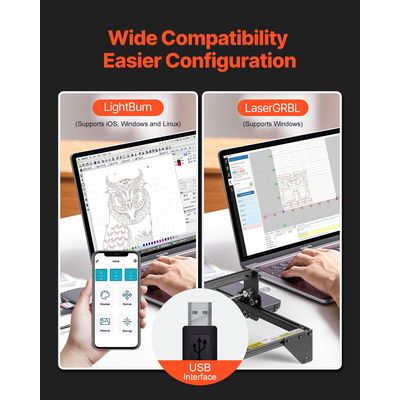 Μηχανή χάραξης λέιζερ VEVOR 20W με συμπιεσμένη προστασία ματιών