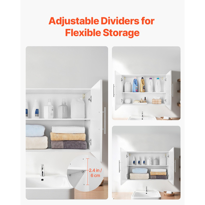 VEVOR 36 ιντσών Ντουλάπι Κουζίνας 2 Επιπέδων με 2 Πόρτες, Λευκό