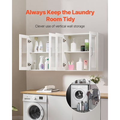 VEVOR Ντουλάπι Κουζίνας 2 Επιπέδων με 4 Πόρτες, Σετ 2 Τεμαχίων, για Πλυντήριο