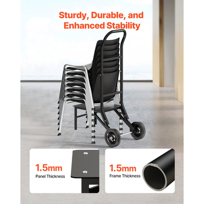 Πτυσσόμενο καρότσι VEVOR για 10 καρέκλες των 150 λίβρες με συρόμενο καρότσι τύπου Push-Style