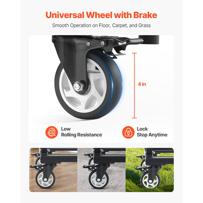 Πτυσσόμενο καρότσι VEVOR για 60 καρέκλες με ροδάκια/ασφαλιζόμενες ρόδες 500LBS