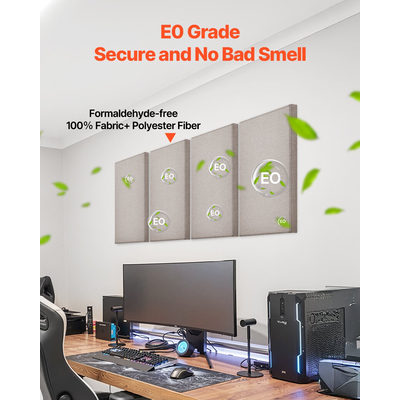 VEVOR 4 τεμάχια ακουστικά πάνελ τοίχου, πάχους 2 ίντσες, αυτοκόλλητα, Camel, 23,6 x 11,8 ίντσες