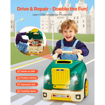 VEVOR Σετ επισκευής αυτοκινήτου για παιδιά με μηχανικό κινητήρα και αφαιρούμενα μέρη, πράσινο
