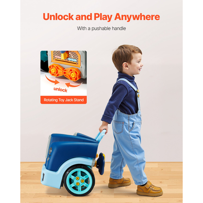 VEVOR Παιδικό Σετ Επισκευής Αυτοκινήτου με Μηχανικό και Αφαιρούμενα Μέρη, Μπλε