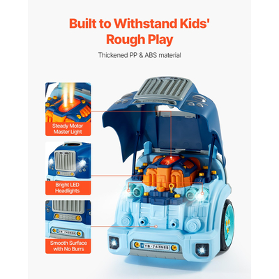 VEVOR Παιδικό Σετ Επισκευής Αυτοκινήτου με Μηχανικό και Αφαιρούμενα Μέρη, Μπλε