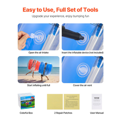 VEVOR 2 φουσκωτές μπάλες προφυλακτήρα 4FT/1.2M με σώμα PVC, μπάλα Sumo Zorb για εξωτερικούς χώρους