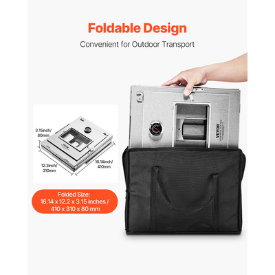 VEVOR Πτυσσόμενος Φούρνος Κάμπινγκ Φορητή Σόμπα Κάμπινγκ από Ανοξείδωτο Ατσάλι Γκριλ 3 Επιπέδων