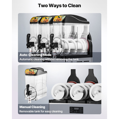 VEVOR Εμπορική Μηχανή Γλυκού 15Lx3 Δεξαμενή Margarita Smoothie Παγωμένης Ποτής