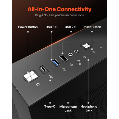 Θήκη υπολογιστή VEVOR Mid-Tower ATX, διπλού θαλάμου, χωρίς ανεμιστήρα