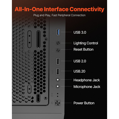 Θήκη VEVOR για gaming PC μεσαίου πύργου ATX, κουτί με 3 ανεμιστήρες ARGB 120 mm