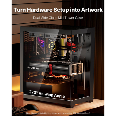 Θήκη VEVOR για PC Gaming, θήκη υπολογιστή Mid-Tower με 2 ανεμιστήρες για μητρική ATX